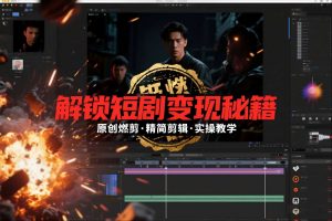 短剧拉新之原创燃剪精简剪辑实操课，解锁短剧变现秘籍-识享社