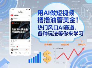 用AI做短视频撸油管美金，热门风口AI赛道，你不做我做，各种玩法等你来学习-识享社