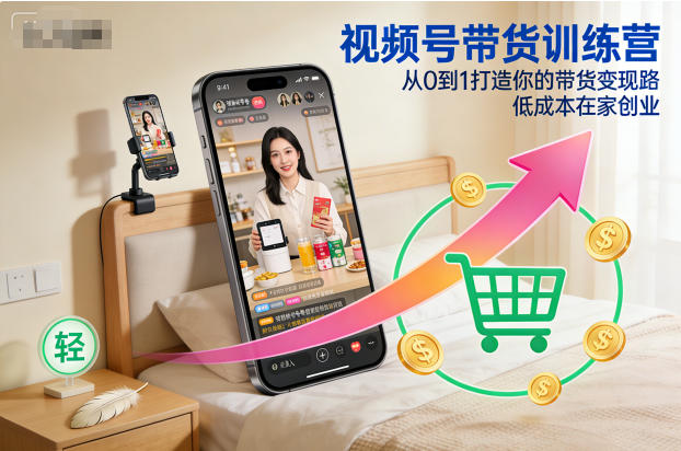 视频号带货训练营，从0到1打造你的带货变现路，低成本在家创业 - 识享社-识享社