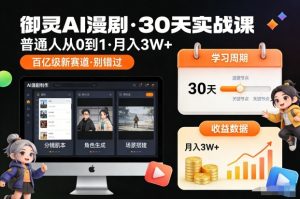 御灵AI漫剧30天实战课，普通人从0到1，月入3W+，别错过这个百亿级新赛(更新中)-识享社