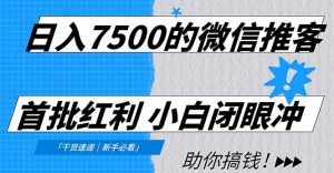 日入7500的微信推客，首批红利，自用省钱、分享赚钱，0门槛小白闭眼冲！-识享社