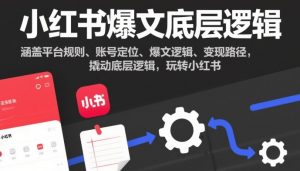 小红书爆文底层逻辑，涵盖平台规则、账号定位、爆文逻辑、变现路径，撬动底层逻辑，玩转小红书-识享社