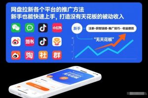 网盘拉新各个平台的推广方法，新手也能快速上手，打造没有天花板的被动收入-识享社