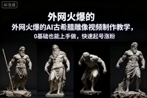 外网火爆的AI古希腊雕像视频制作教学，0基础也能上手做，快速起号涨粉-识享社