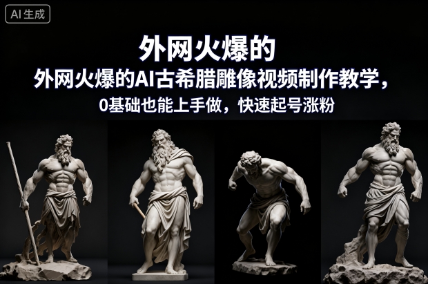 外网火爆的AI古希腊雕像视频制作教学，0基础也能上手做，快速起号涨粉 - 识享社-识享社