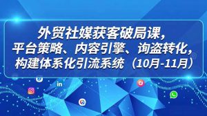 外贸 社媒获客破局课，平台策略、内容引擎、询盘转化，构建体系化引流系统(10月-11月-识享社