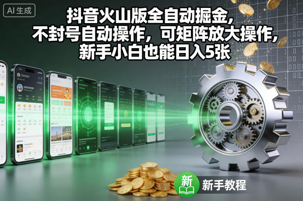 抖音火山版全自动掘金，不封号自动操作，可矩阵放大操作，新手小白也能日入5张【揭秘】 - 识享社-识享社