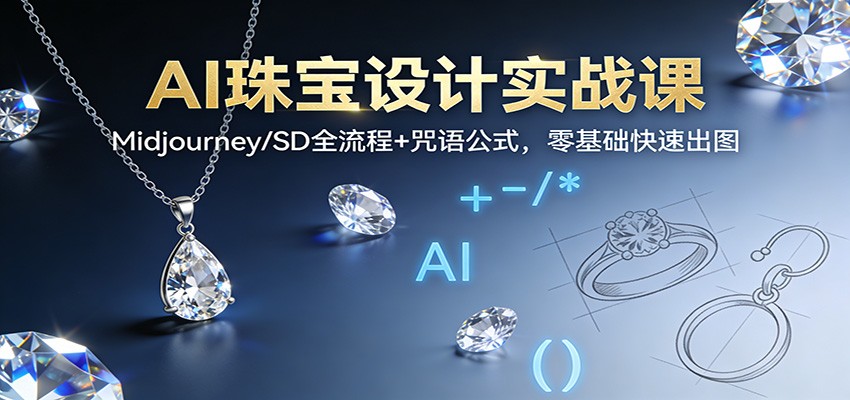 图片[1]-AI珠宝设计实战课：Midjourney/SD全流程+咒语公式，零基础快速出图 - 识享社-识享社