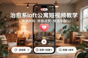 治愈系loft公寓短视频制作教学，情感共鸣引停留点赞关注，快速起号涨粉-识享社