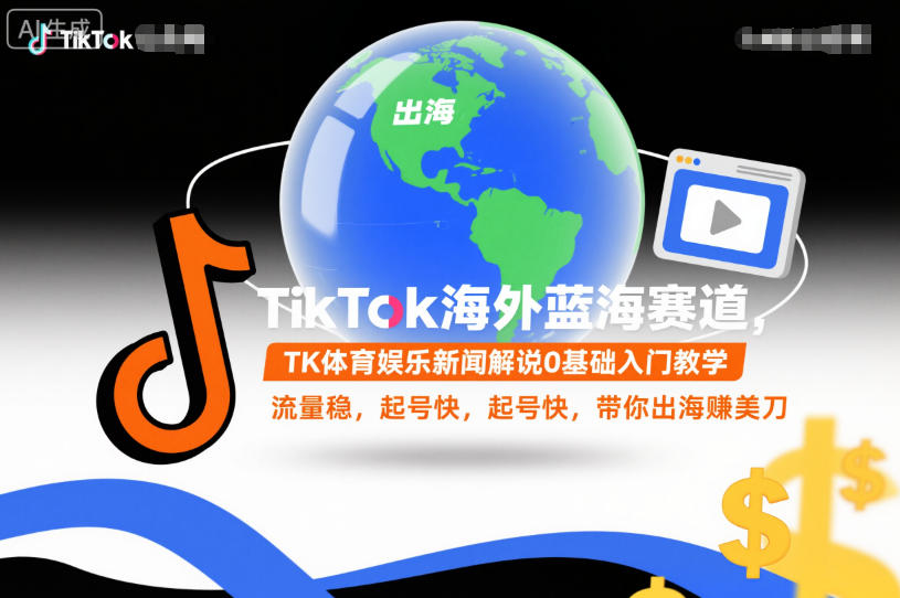 TikTok海外蓝海赛道，TK体育娱乐新闻解说0基础入门教学，流量稳，起号快，带你出海賺美刀 - 识享社-识享社