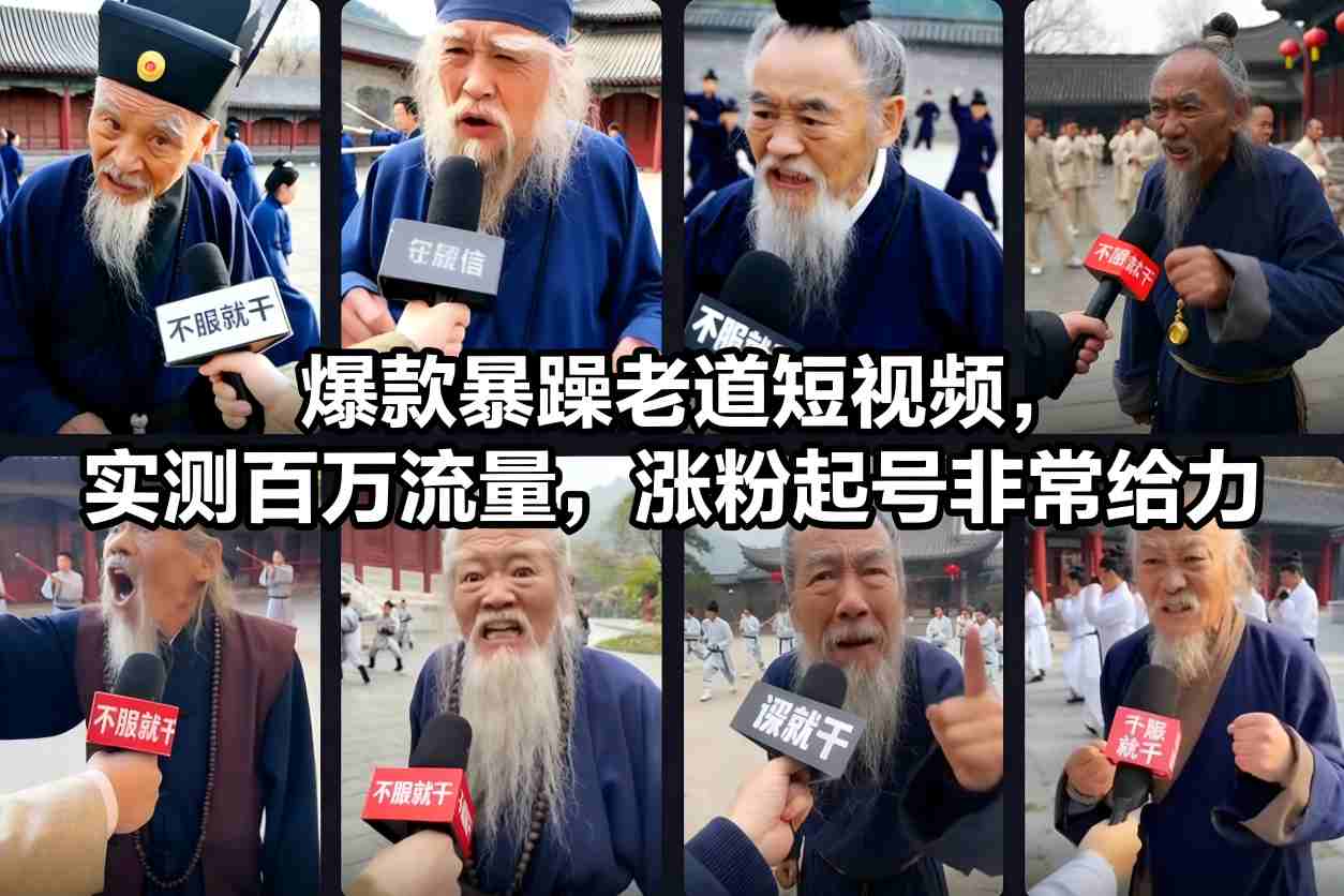 爆款暴躁老道短视频，实测百万流量，涨粉起号非常给力 - 识享社-识享社