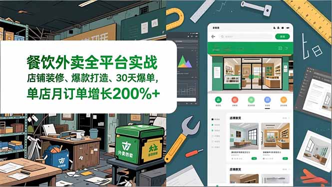 餐饮外卖全平台实战,店铺装修、爆款打造、30天爆单,手把手教学,单店月订单增长200%+ - 识享社-识享社