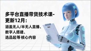 平台直播带货技术课-更新12月：涵盖无人/半无人直播、数字人搭建、选品起号等核心内容-识享社