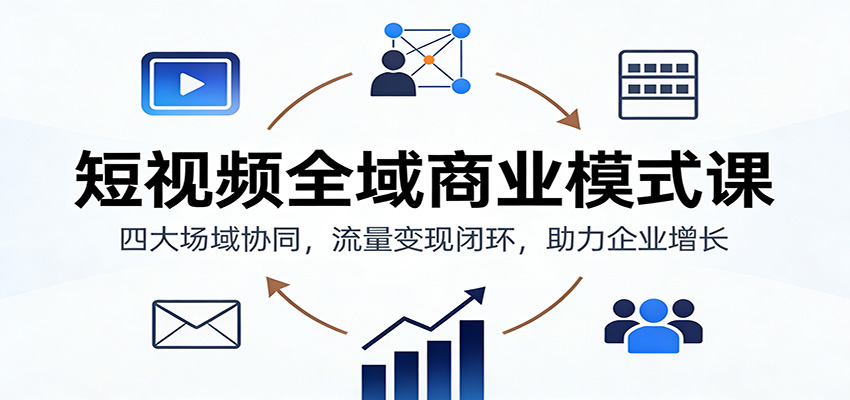 短视频全域商业模式课：四大场域协同，流量变现闭环，助力企业增长-识享社