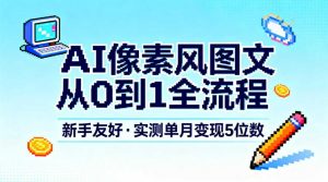 AI像素风图文从0到1全流程，新手友好，实测单月变现5位数-识享社