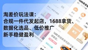 淘差价玩法课：合规一件代发起店，1688拿货、数据化选品、低价推广，新手稳健盈利(更新12月-识享社