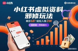 小红书虚拟资料邪修玩法，单价68，轻松入账3W，信息差玩法，市场庞大-识享社