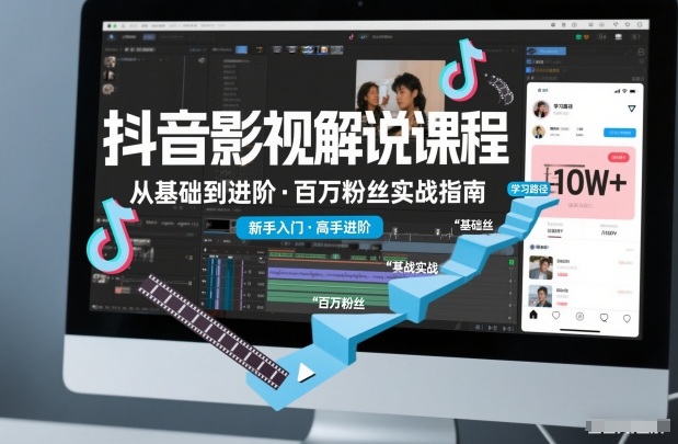 抖音百万粉丝影视解说课程，基础到进阶课，适合新手和进阶学习-识享社
