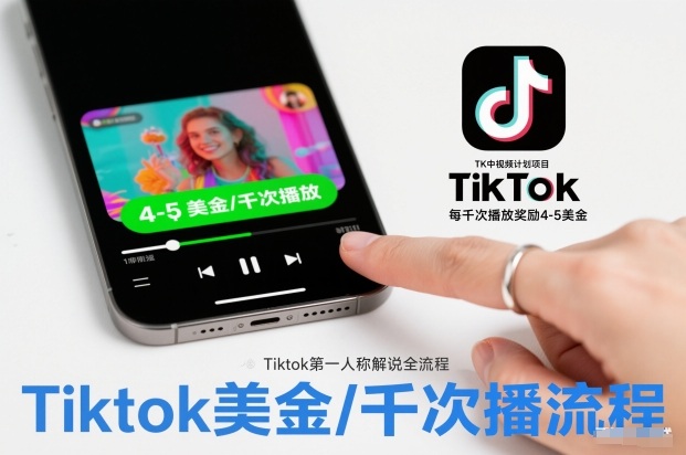 TK中视频计划项目，Tiktok第一人称解说流程，每干次播放奖励4-5美金 - 识享社-识享社