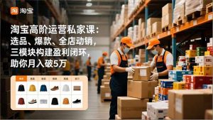 淘宝高阶运营私家课：选品、爆款、全店动销，三模块构建盈利闭环，助你月入破5万-识享社