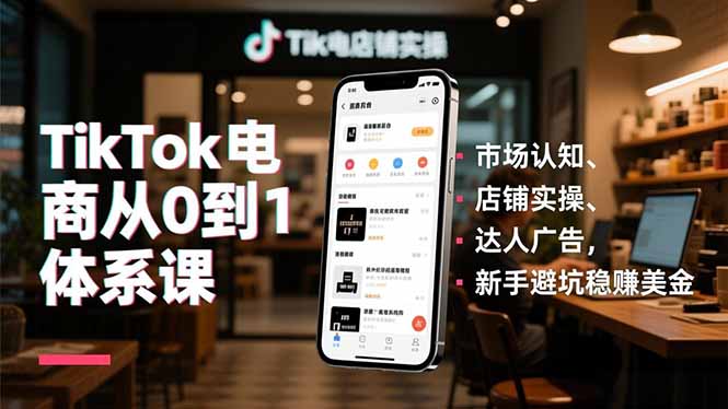 TikTok电商从0到1体系课，市场认知、店铺实操、达人广告，新手避坑稳赚美金 - 识享社-识享社