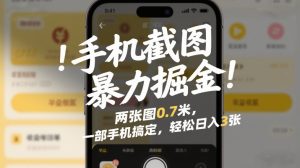 手机截图暴力掘金！两张图0.7米，一部手机搞定，轻松日入3张【揭秘】-识享社