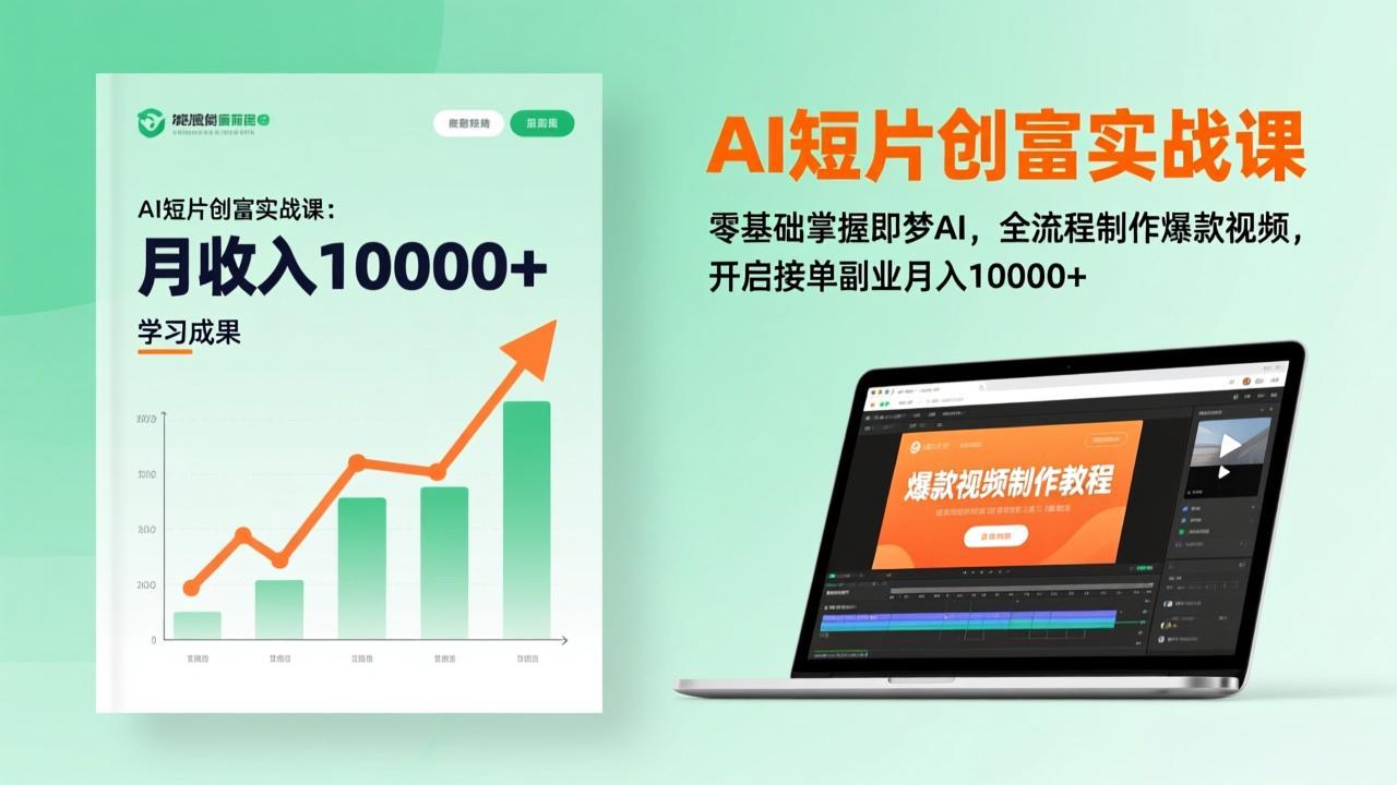 AI短片创富实战课:零基础掌握即梦AI,全流程制作爆款视频,开启接单副业月入10000+(更新 - 识享社-识享社