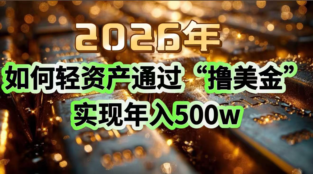2026年如何轻资产通过“撸美金”实现年入500w - 识享社-识享社