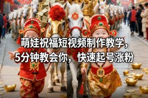 萌娃祝福短视频制作教学，5分钟教会你，快速起号涨粉-识享社
