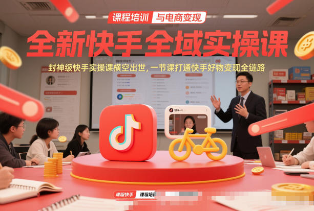 全新快手全域实操课，封神级快手实操课横空出世，一节课打通快手好物变现全链路 - 识享社-识享社