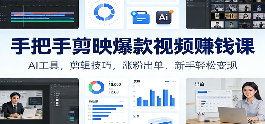 图片[1]-手把手剪映爆款视频赚钱课：AI工具，剪辑技巧，涨粉出单，新手轻松变现 - 识享社-识享社