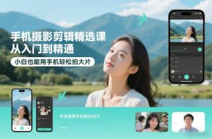 手机摄影剪辑精选课,从入门到精通,小白也能用手机轻松拍大片-识享社