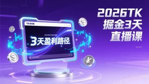 2026TK掘金直播课，起号涨粉+直播带货+商单变现+3天打通盈利路径，月入过万美金-识享社