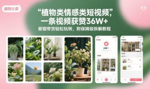 植物类情感类短视频，一条视频获赞36W+，橱窗带货轻松玩转，附保姆级拆解教程-识享社