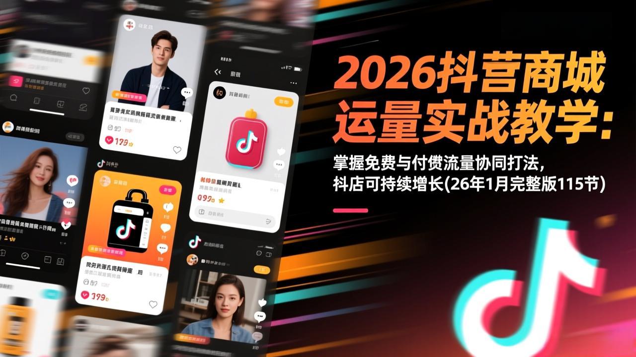 2026抖音商城运营实战教学：掌握免费与付费流量协同打法，抖店可持续增长(26年1月完整版115节 - 识享社-识享社