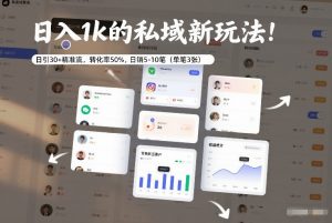 日入1k的私域新玩法：日引30+精准流，转化率50%，日销5-10笔(单笔3张)-识享社