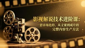 影视解说技术进阶课：一套市场化的、从文案到成片的完整内容生产方法-识享社