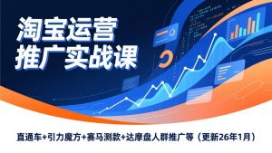 淘宝运营推广实战课,直通车+引力魔方+赛马测款+达摩盘人群推广等(更新26年1月-识享社