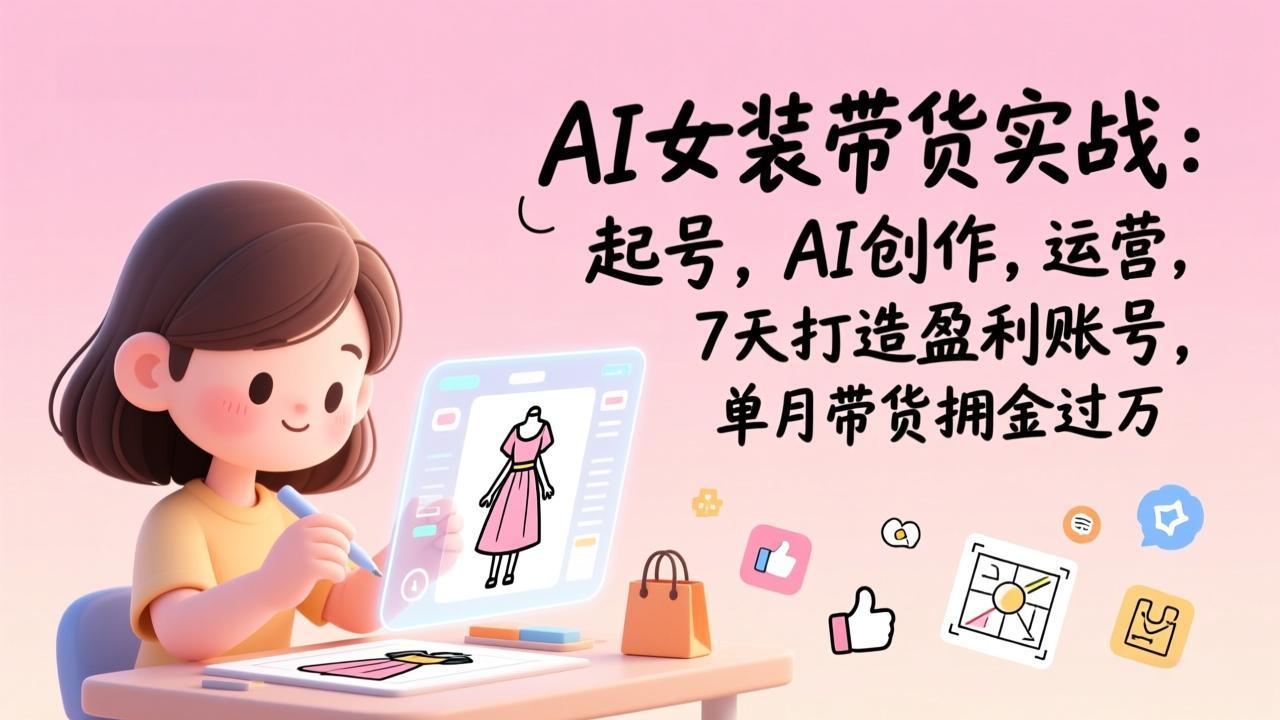 AI女装带货实战：起号，AI创作，运营，7天打造盈利账号，单月带货佣金过万 - 识享社-识享社