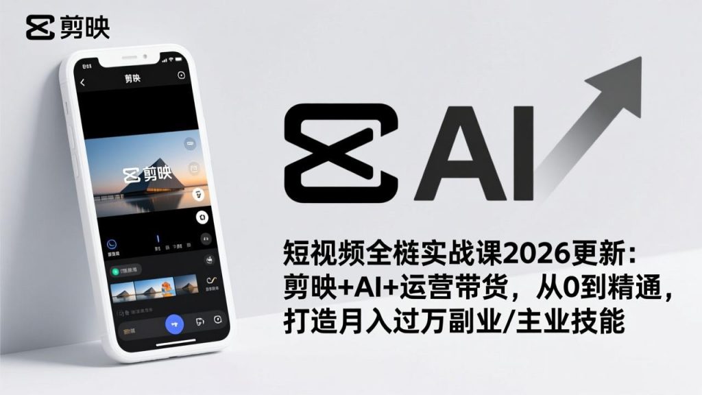 短视频全栈实战课2026更新：剪映+AI+运营带货，从0到精通，打造月入过万副业/主业技能-识享社