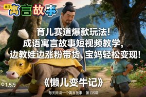 育儿赛道爆款玩法！成语寓言故事短视频教学，边教娃边涨粉带货，宝妈轻松变现！-识享社