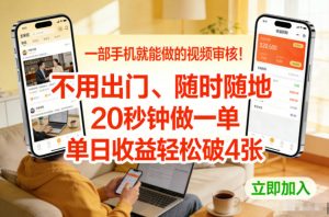 一部手机就能做的视频审核！不用出门，随时随地，20秒钟做一单，单日收益轻松破4张【揭秘】-识享社