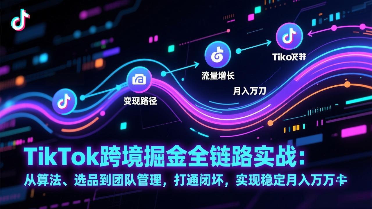 TikTok跨境掘金全链路实战:从算法、选品到团队管理,打通闭环,实现稳定月入万刀 - 识享社-识享社