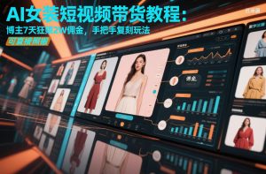 AI女装短视频带货教程：博主7天狂賺2W佣金，手把手复刻玩法，可直接照搬-识享社