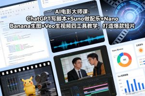 AI电影大师课：ChatGPT写脚本+Suno做配乐+Nano Banana生图+Veo生视频，打造爆款短片-识享社