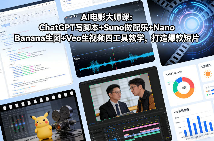 AI电影大师课：ChatGPT写脚本+Suno做配乐+Nano Banana生图+Veo生视频，打造爆款短片 - 识享社-识享社