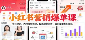 小红书营销爆单课：平台规则、内容模型搭建、投流数据分析，转化率提升500%-识享社
