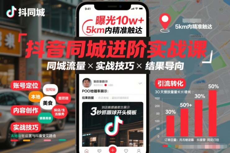 抖音同城进阶实战课,助你同城流量拿到结果 - 识享社-识享社