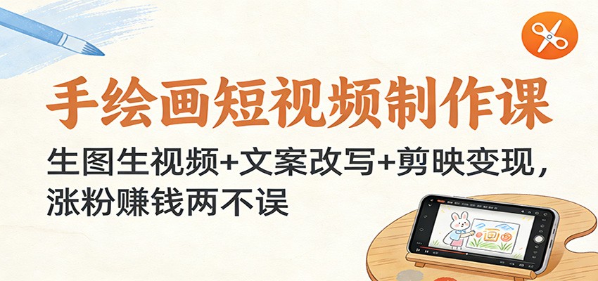 图片[1]-手绘画短视频制作课：生图生视频+文案改写+剪映变现，涨粉赚钱两不误 - 识享社-识享社