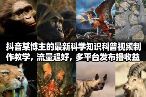 抖音60W粉丝博主最新科学知识科普视频制作教学，流量超好，多平台发布撸收益-识享社